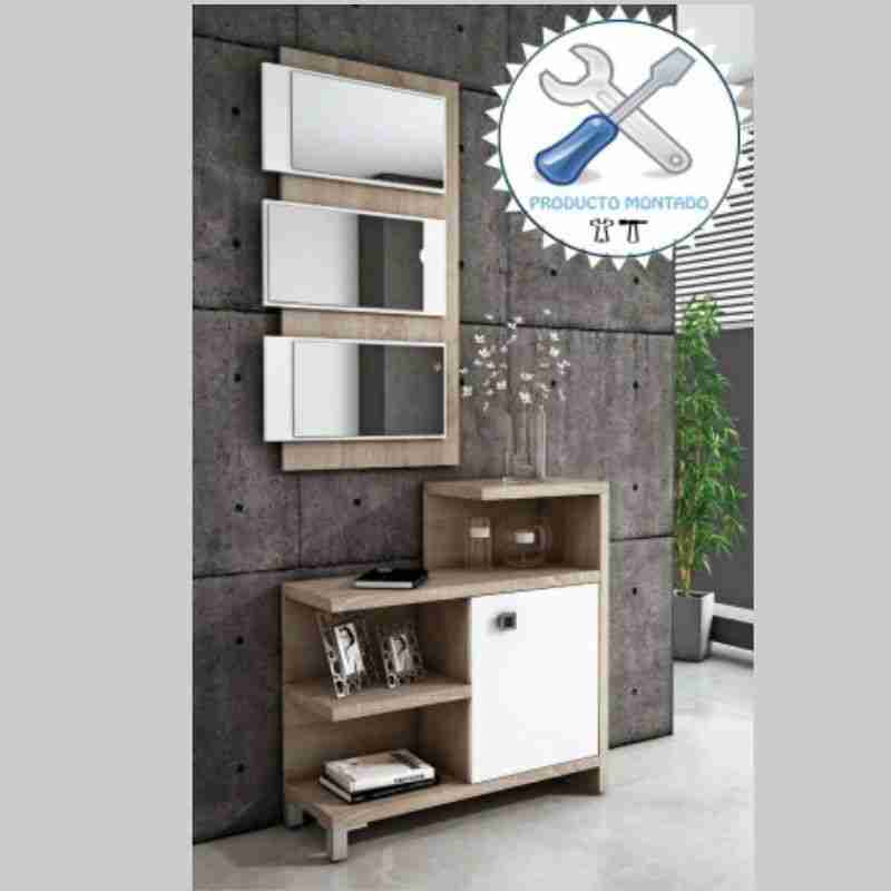 Conjunto recibidor con espejo 1 consola montada mas recibidor en cambrian
