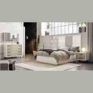 dormitorio blanco montado con leds