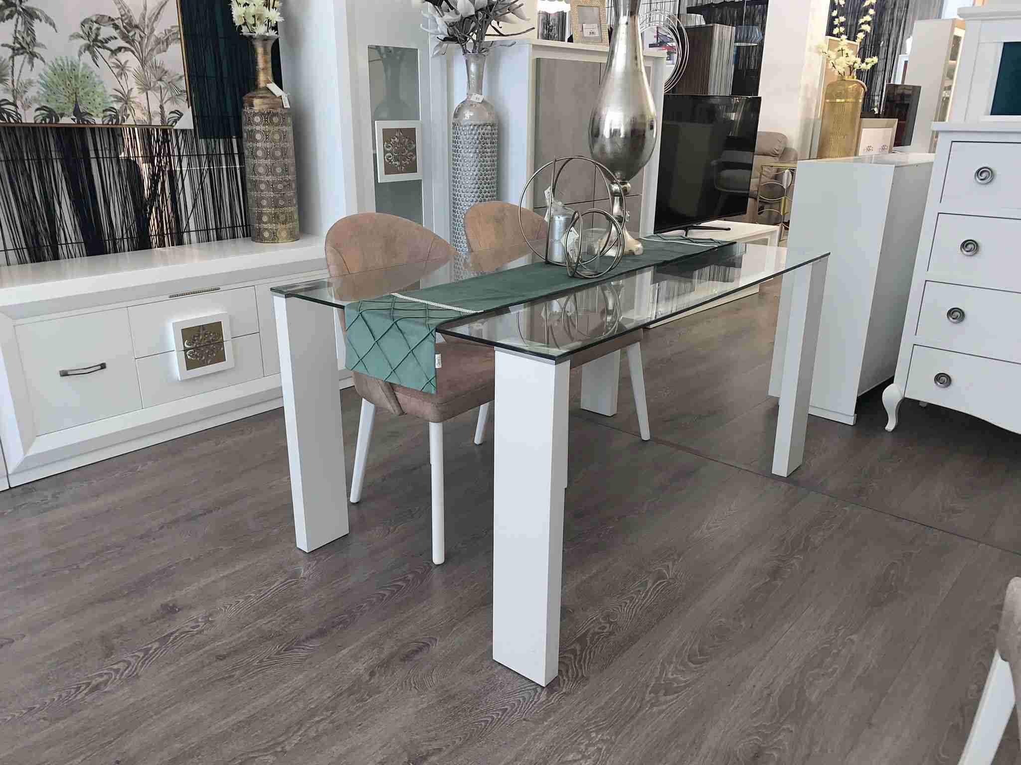 Mesa de comedor rectangular modelo Hana 1 Mesa modelo hana con patas blancas