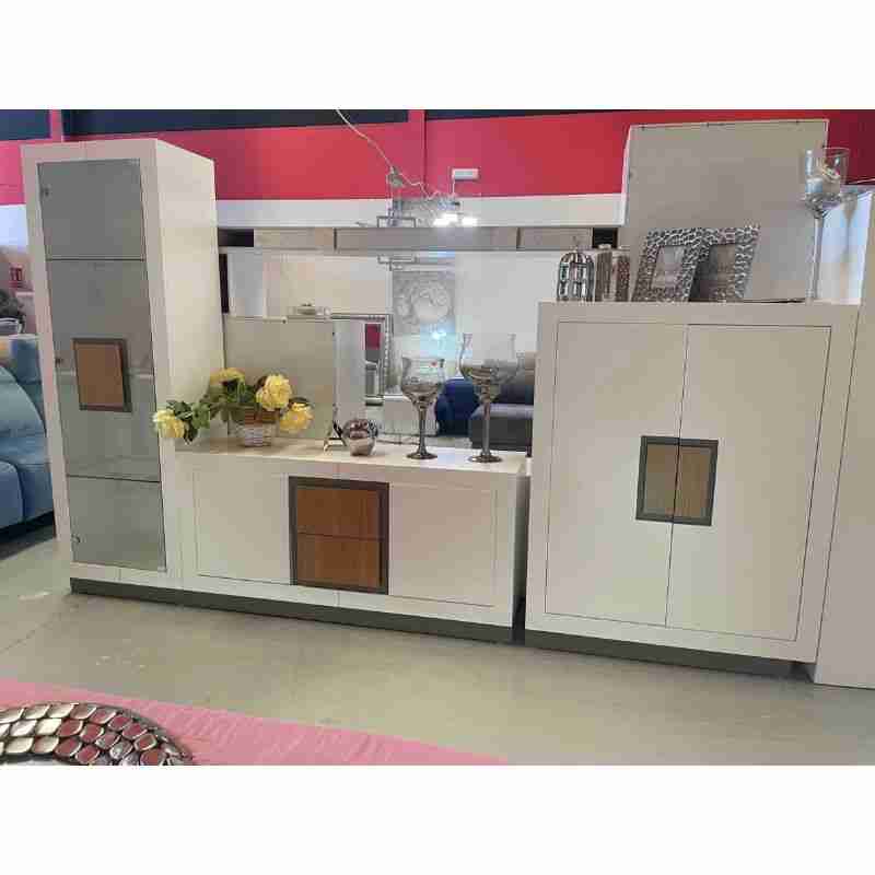 Salon blanco y madera 1 salon madera lacada montado