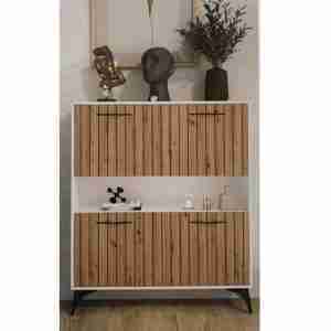 mueble auxiliar ref 313 en color blanco y madera montado